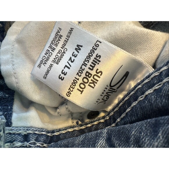 Silver Jeans SUKI Slim Boot Built Free Distressed Flap Pocket 32x33 (fits 32x32) - Picture 7 of 15